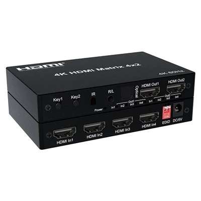 4k 60Hz HDMI Matrix 4X2 HDMI Switch 4 in 2 Out Matrix Penuh 3D Dengan EDID